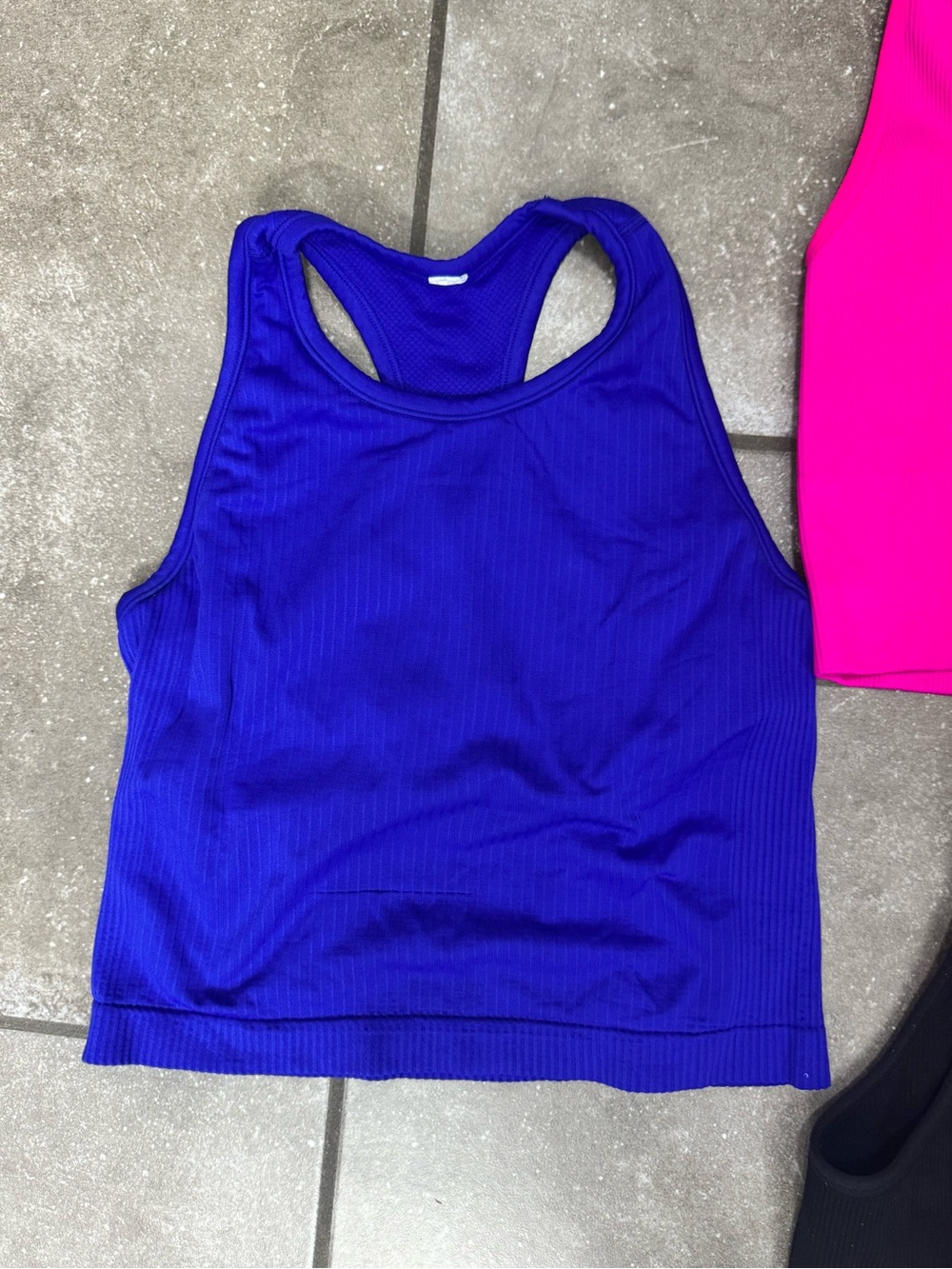 90 Degree By Reflex Ribbed Racerback Crop Tank - Royal Blue